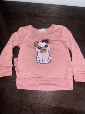 Pink Sequin Puppy Long-Sleeve Top for Kids